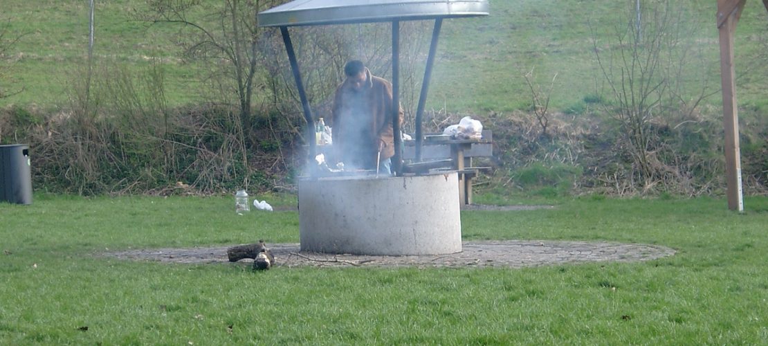 Grillstelle mit Dach und Funkenfang
