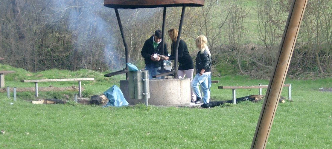 Grillstelle mit Dach und Funkenfang