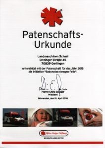 Patenschaftsurkunde Landmaschinen Schaal