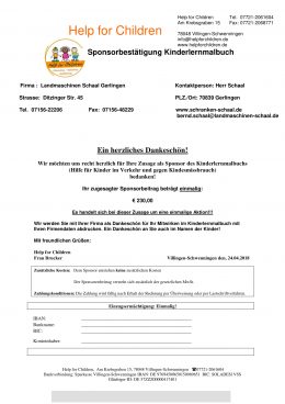 Sponsorbeitrag Landmaschinen Schaal Gerlingen LB 2018