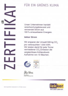 Zertifikat für ein grünes Klima: Landmaschinen Schaal bezieht Strom aus 100 Prozent erneuerbaren Energien, 2023